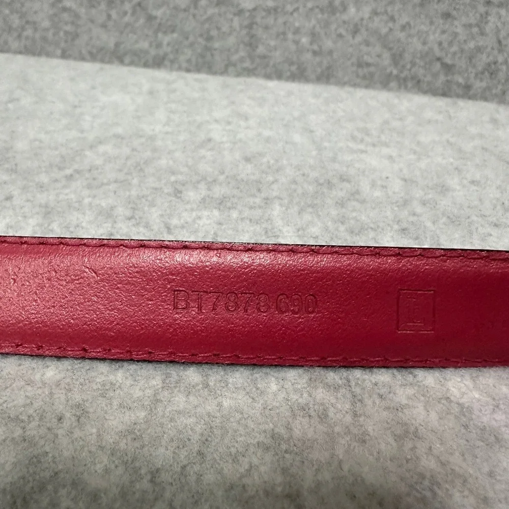 Fossil Genuine Leather Women's Pink Belt Size L Buckle Closure Thin Minmimalism